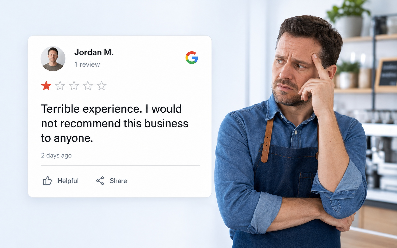 Business owner concerned about a one-star Google review